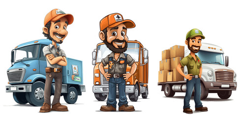 Freight Delivery Driver Cartoon Illustration 