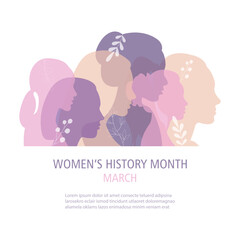 Women's History Month banner.Vector illustration.