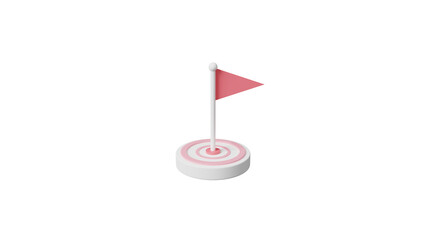PNG Flag in the middle of target. aimed at a goal, increase motivation, a way to achieve a goal concept. 3d rendering. Flag in center of target pink pastel. Business finance success Minimal