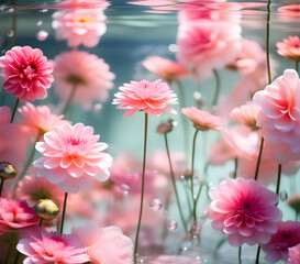 물속에 피어난 분홍색 꽃들, 아름다운, 신비한 꽃