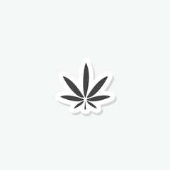 Marijuana leaf logo sticker isolated on gray background