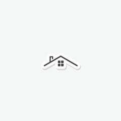 House roof icon logo sticker isolated on gray background