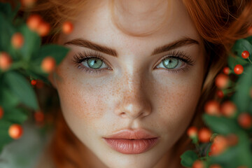 Young red-haired girl with beautiful face