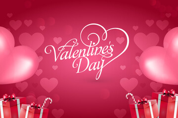 Valentines day background with heart pattern and typography of happy valentines day