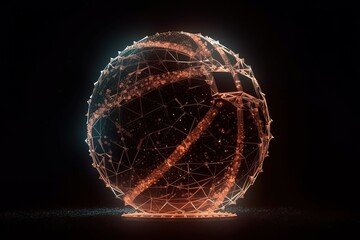 basketball in the net on a dark