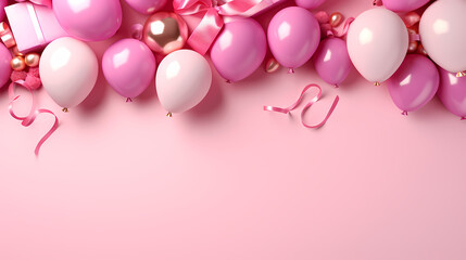 Children's birthday background with many balloons in pastel tones