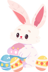 easter bunny cute elements flat style illustration