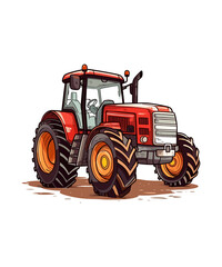 Tractor flat illustration vector, tractor flat vector design, modern farm tractor,