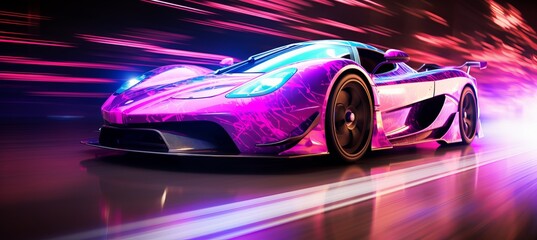 Bright automotive bokeh design with sleek car lines, engine visuals, and race track scenes