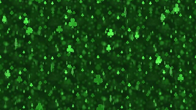 St Patricks CLOVER Loop Tile Falling Background. This St Patricks day 3d animation is loopable and tileable.
