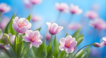Beautiful spring flowers on a blurred background