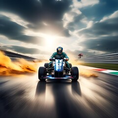 A Man Racing On Track