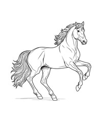 black outline vector Horse isolated on a white background. Horse Illustration 