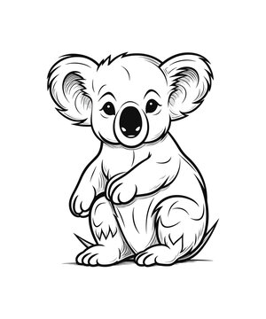 recommend clip art: black outline vector Koala isolated on a white background, Koala Illustration 