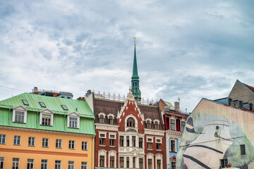 Fototapeta na wymiar Riga, Latvia - July 8, 2017: Riga streets and medieval buildings