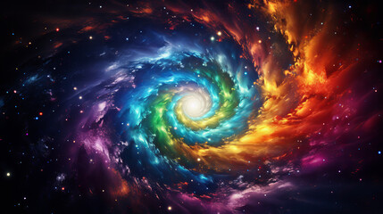 A richly colorful spiral galaxy with a hole