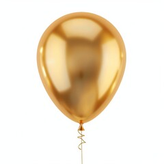 Gold helium balloon. Birthday balloon flying for party and celebrations. Isolated on white background
