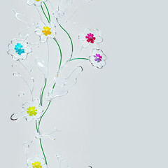 Glass flowers. Abstract seamless pattern. AI generated.