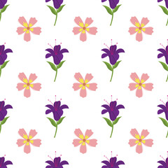 Free vector colorful flat small flowers pattern.