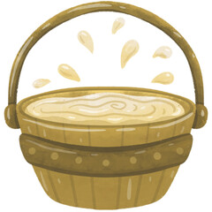 Water In A Bucket Watercolor Illustration