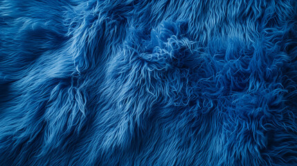 Obraz premium Blue fur for background or texture. Fuzzy blue fur plaid. Shaggy blanket background. Fluffy fake textile fur. Flat lay, top view, copy space