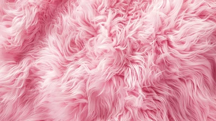 Fotobehang detail of abstract texture background with sweet pink fur, background of artificial fuzzy fur in pink color, beautiful close up of light pink fake fur background for decoration © © Raymond Orton