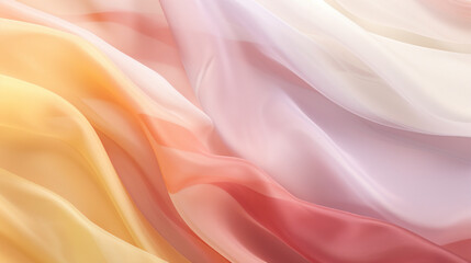 Obraz premium Soft waves of pastel-colored silk fabric captured in gentle light, creating a delicate and dreamy visual.