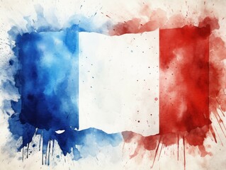 Watercolor illustration of a France flag