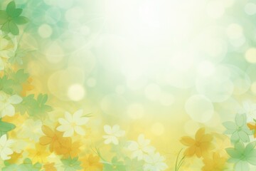  a blurry image of yellow and green flowers on a green and yellow background with a place for your text.