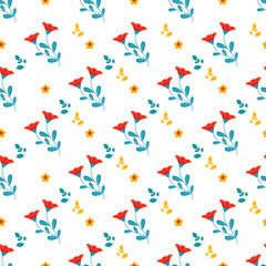 Free vector colorful flat small flowers pattern.