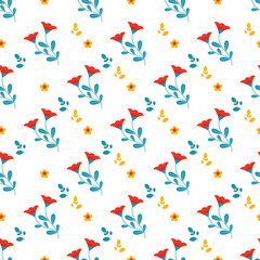 Free vector colorful flat small flowers pattern.