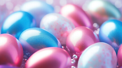 An assortment of colorful Easter eggs adorned with sparkling accents, showcasing the festive spirit of the holiday.
