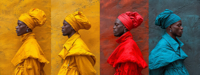 Vibrant and Diverse, A Kaleidoscope of Multicolored Turbans Adorning a Joyful Group of Individuals