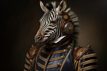  a close up of a zebra wearing a zebra's head with a gas mask on it's head.