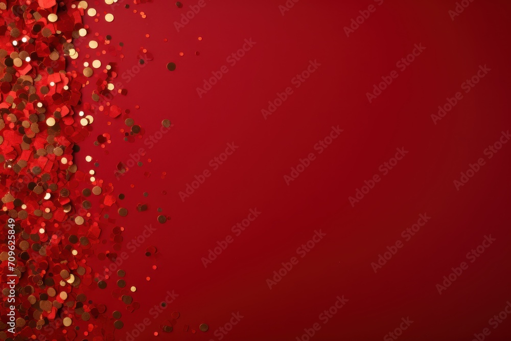 Poster a red background with gold confetti and a red background with gold confetti and a red background wit