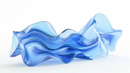 3D render of an abstract, wavy glass shape isolated against a white backdrop. Contemporary minimalist wall coverings