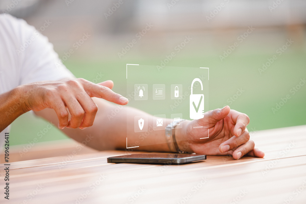 Poster cybersecurity concept,user privacy security and encryption, future technology web services for busin