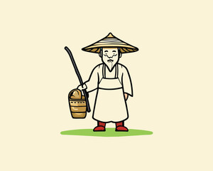 illustration of a farmer with a bag