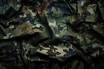 Background military texture design and coloring of camouflage military uniform and equipment. Wallpaper