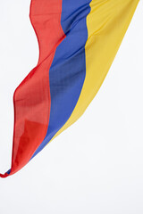 Large Colombian flag fluttering in the wind. Close-up. Great for news