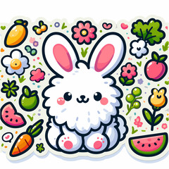 bunny sticker , bunny cartoonish sticker , bunny sticker for kids