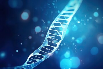 Dna on blue background with a blurring light inside