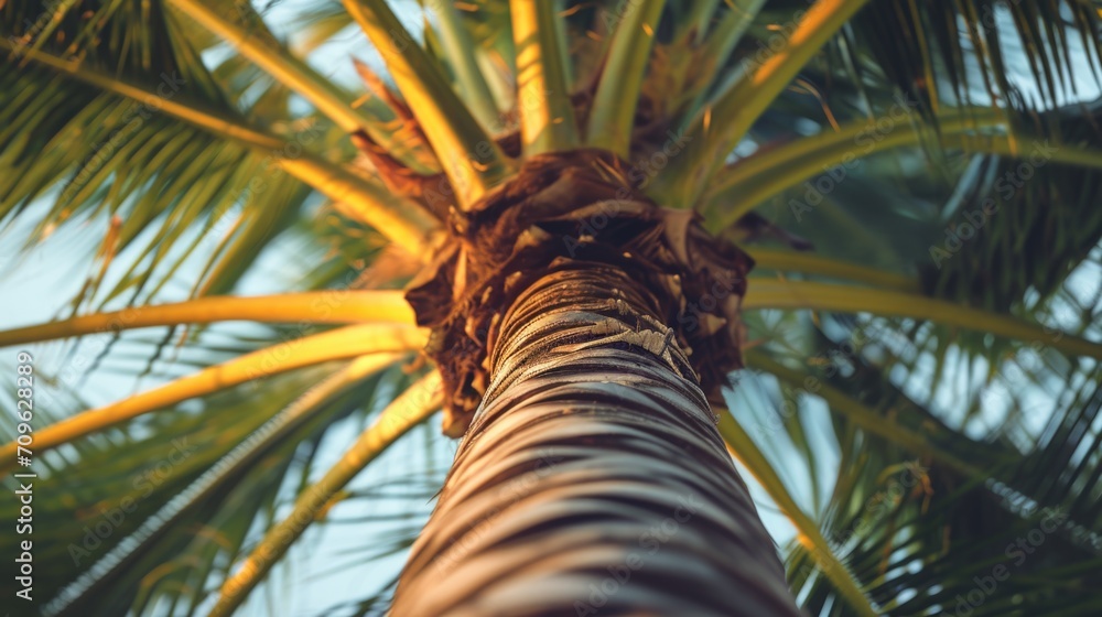 Aufkleber a picture of a tall palm tree with an abundance of green leaves. this versatile image can be used to