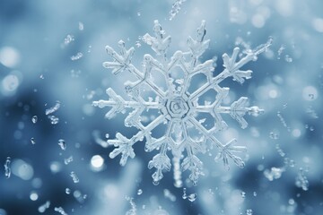  a close up of a snowflake that looks like it has snow flakes on the top of it.