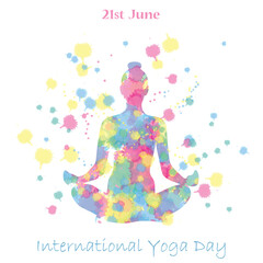 International Yoga day 21 june web banner , vector. Meditation Practice Yoga Colorful Fitness Concept. colorful  illustration