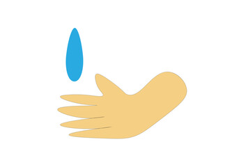 a hand and a drop of water on a white background