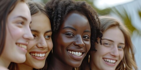 Fototapeta premium A group of women standing next to each other. Versatile image that can be used for various purposes