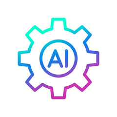 AI with gear icon, Cogwheel engineering technological concept, Digital technology, Vector illustration