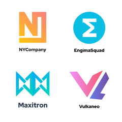 Company logo icon element template alphabet letter. Letter logo pack design template.