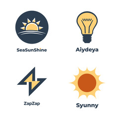 Set of solar energy icons. Solar power symbols. Vector illustration. Logo packs.